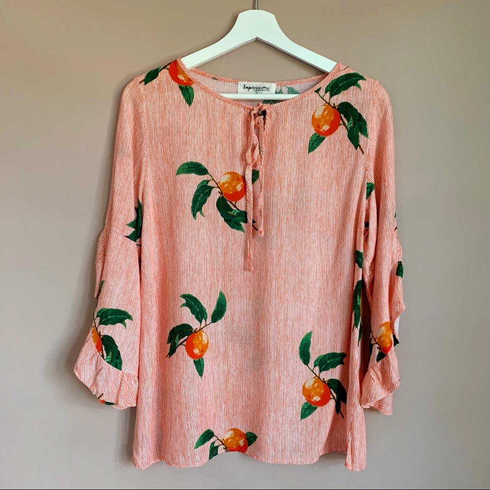Impressions Orange Peach Blouse